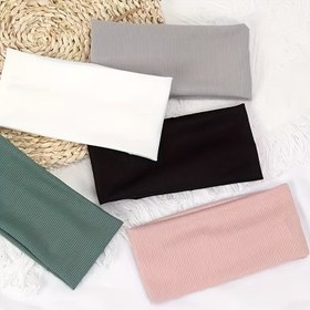 Resim Kadın ve Erkekler için Esnek Tek Renk Saç Lastiği, Spor ve Yoga Baş Bandı 