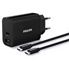 Resim Philips DLP2621C USB-A ve USB-C Bağlantısı Type-C Kablolu Duvar Şarj Adaptörü 