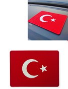 Resim TUSBA MARKET Türk Bayrak'lı Araç İçi Torpido Kaymaz Ped | Oto Telefon Tutucu Kaydırmaz Torpido Üstü Ped 