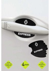 Resim Renault Express Kapı İçi Çukur Bölgeleri İçin Karbon Desenli Çizik Koruma Folyo Takımı Express Yazılı 4 Adet 