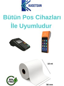 Resim Kasetsan 56x18 Termal Pos Rulosu 20'li Paket BPA’sız Tüm Poslarla Uyumlu 