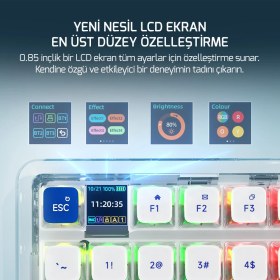 Resim Gamepower Gasket Pro Rgb Wireless/bluetooth/kablolu Mekanik Blue Switch Ingilizce Q Gasket Gaming Klavye 