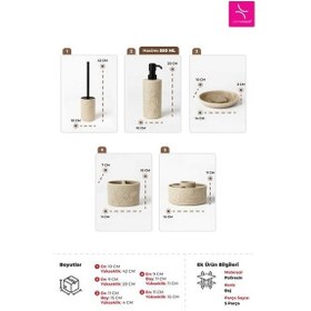 Resim Primanova Leaf Banyo Seti 5 Parça - Bej Beyaz 
