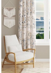 Resim Anatolia 4 Desenli Süet Oturma Odası Salon Fon Perde Baskılı Ekstrafor Büzgü Tek Kanat Prd-1012 Çok Renkli 