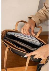 Resim Just Polo Kadın Yeni Sezon Büyük Boy Lüks El Ve Omuz Çantası Shoulder Bag Siyah - Taba 