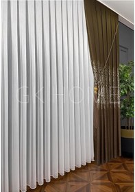 Resim Pano Fon Perde Kahverengi Damask Çiçek Desenli Fon Perde Sık Pile 1/3 Tek Kanat Kahverengi 