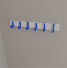 Resim Hepsi3boyutlu Modern Duvar & Kapı Baston Askılık - 6 Adet Mavi J Askılık - Model No : 6 Mavi 