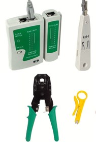 Resim Powermaster Krone Kep Kep Pense + Rj45 Rj11 Jack Sıkma Pensesi+ Data Telefon Kablosu Test Cihazı+kablo Soyucusu 
