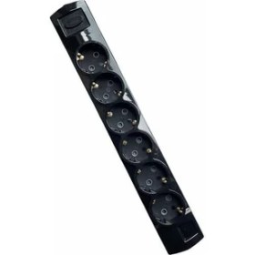 Resim Konza Altılı Topraklı Klemensli Grup Priz Siyah 