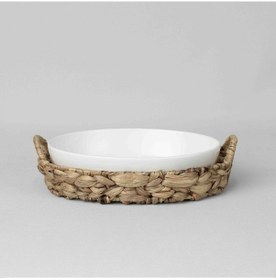 Resim Linens Straw Porselen 32,7x23,5x7,3 Cm Sunum Tabağı Beyaz 