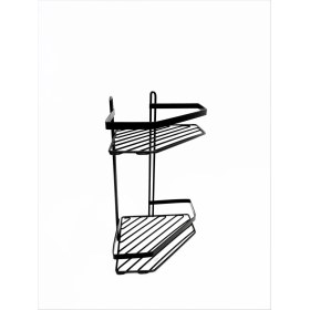 Resim Köksallar Lider Siyah 2 Katlı Banyo Köşe Rafı Şampuanlık Sabunluk 4241-2 