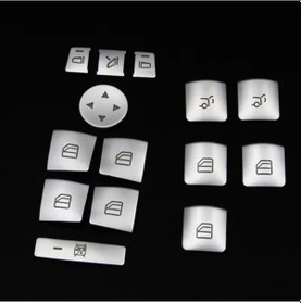 Resim Mercedes Benz Pencere Camı Kaldırma Düğmesi Dekorasyon Kapağı Çıkartma 14pcs 1 Piece Set 
