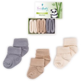 Resim Novibaby 3'lü Bambu Yenidoğan Bebek Çorap I Uncle I Kız Erkek Bebek Çorabı 