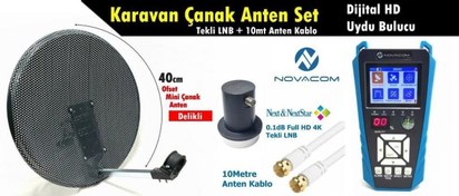 Resim Antenci 40cm Delikli Karavan Çanak Anten Seti +Dijital HD Uydu Bulucu 