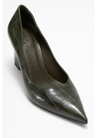 Resim Luvishoes Luvi Shoes Puera Yeşil Baskı Sivri Burunlu Kadın Dolgu Topuklu Ayakkabı Yeşil 