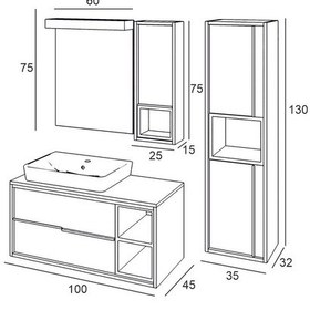 Resim Denko Matia 100 Cm Mdf Banyo Dolabı Takım Ve Boy Dolabı Çok Renkli 