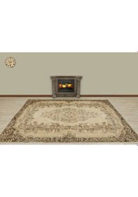 Resim Bej Vintage Eskitme El Dokuma Halı 