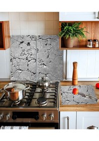 Resim Takım Halinde Gri Taş Mermer 20x30 Cm Kesme Tablası Ve 60x52cm Ca 