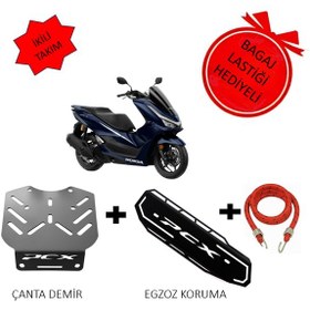 Resim Pcx Çanta Demiri & Pcx 125/150 2020-2024 Uyumlu Egzoz Koruma Kapağı İkili Takım 