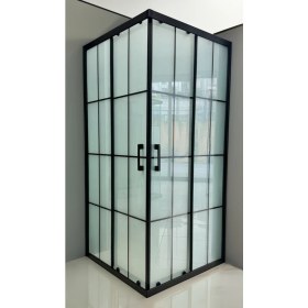 Resim Durul Duşakabin Kare Komple Buzlu Siyah Çizgi 5mm H:190 