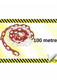 Resim Lorex Plastik Trafik Zinciri 8mm Kırmızı Beyaz 100 Metre 
