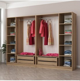Resim Minar Kale 6 Bölmeli 4 Ç Giyinme Dolabı Dore 210cm Ceviz 
