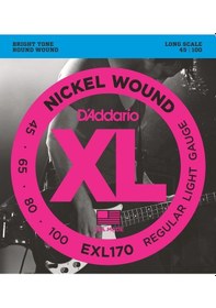 Resim D'addario Exl170 Xl Nickel Wound Bas Gitar Tel Seti - 45-100 Regular Light Profesyonel Long Scale, Dünya Standartlarında En Çok Tercih Edilen Bas Teli Ve Parlak Nikel Tonu 