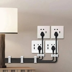 Resim 20 Adet Beyaz Renk Yapışkanlı Kablo Toplayıcı Masa Kablo Düzenleyici Klips Duvara Sabitleyici Aparat 