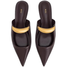 Resim Jw Pei Helena Pierced Mules Claret Red Vegan Deri Topuklu Terlik, Şık Ve Rahat Tasarım Bordo 
