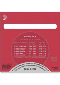 Resim Ej27n 3/4 Boy Klasik Gitar Teli Set Tel 