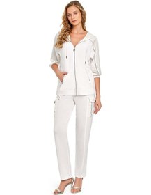 Resim Lastikli Paça Beyaz İki İplik Eşofman Altı 001 