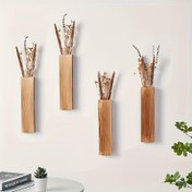 Resim 1 adet/2 adet/Klasik Ahşap Duvar Asma Çiçek Saksısı - Çok Fonksiyonlu İç ve Dış Mekan Duvar Dekorasyonu Vazosu, Yatak Odası, Oturma Odası için Uygun - Modern Çiftlik Evi Tarzı Duvar Asma Vazo, Kurutulmuş Çiçekler ve Yapay Bitkiler için Uygun, Birden Fazla Bileşeni 
