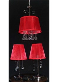 Resim Kırmızı Yatak Odası Taşlı Avize Abajur Seti 