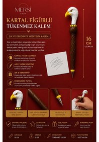Resim Kartal Figürlü 16 Cm Tükenmez Kalem Şık Ve Dekoratif Hediyelik Kalem Beyaz - Siyah 