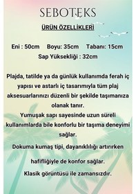 Resim Seboteks Fermuarlı İçi Astarlı Cepli Çizgili Büyük Boy Plaj Çantası Sbc3221 Lacivert 