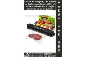 Resim Wintoup Premium Mutfak Et Sebze Meyve Balık Tek Tuş Kolay Kullanım Otomatik Ev Tipi Gıda Vakumlama Makinesi 