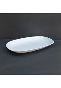 Resim 2 Adet Kırılmaz Melamin Kayık Tabak Orta Salata Tabağı 34x20cm - Derinlik 3,5cm - Beyaz Beyaz 