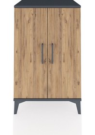 Resim Hyperion Komodin Tek Raflı Tek Çekmeceli 2 Kapaklı 60x44x96 Antrasit-çam Antrasit 