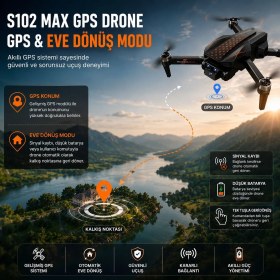 Resim Rose Teknoloji S102MAX Gps Drone Ekranlı Kumanda Eve Dönüş Modlu Takip Et Modlu Çift Bataryalı Taşıma Çantalı Uzun Pil Ömürlü Drone 