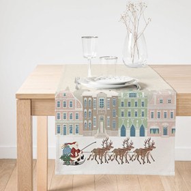 Resim Christmas Temalı Dijital Baskılı Süet Runner 