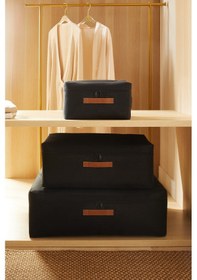 Resim Ocean Home Textile 3'lü Siyah Renk Jüt Hurç Set 30 X 22 X 18 / 52 X 28 X 21 / 62 X 46 X 22 Cm Siyah 