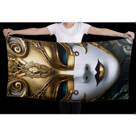 Resim 80x150 Su Emici Banyo Havlusu Antibakteriyel Hipoalerjenik Mask1 Altın - Siyah 