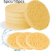 Resim 5/10 adet Yüksek Kaliteli Sıkıştırılmış Yuvarlak Yüz Süngeri Temizlik için, Doğal Yüz Temizleme Sünger Pedi Hafif Bej Renkli Peeling İçin Uygun, Ev ve Seyahat Kullanımı İçin 