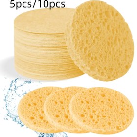 Resim 5/10 adet Yüksek Kaliteli Sıkıştırılmış Yuvarlak Yüz Süngeri Temizlik için, Doğal Yüz Temizleme Sünger Pedi Hafif Bej Renkli Peeling İçin Uygun, Ev ve Seyahat Kullanımı İçin 