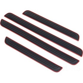 Resim Reedark Dayanıklı Evrensel Otomobil Eşik Koruma Şeridi - 4 Kapılık Siyah Kırmızı Kenarlı, 4cm Genişlik 