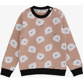 Resim Breeze Kız Çocuk Sweatshirt Ayıcık Desenli 1.5-5 Yaş, Bej-bej Bej 