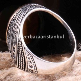 Resim Tigers Eye Stone Jewelry Solid 925 Sterling Silver Men Ring - US: 7 / 55 mm / Turk: 15 
