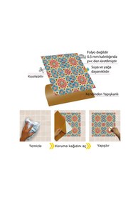 Resim Tink Kendinden Yapışkanlı Renkli Selçuklu Desenli Pvc Karo 30x30 Cm 