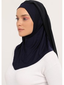 Resim Altobeh Hazır Lüks Pratik Hijablı Şifon Şal Lacivert 