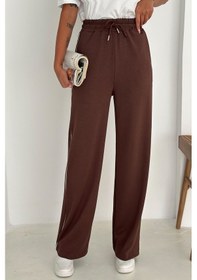 Resim Noa & Noa Kadın Lastikli Bel Bağcıklı Bol Paça Pantolon Rahat & Minimal Stil Kahverengi 